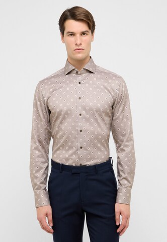ETERNA Slim fit Business shirt in Brown: front