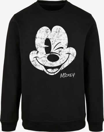 ABSOLUTE CULT Sweatshirt 'Mickey Mouse - Distressed Face' in Black: front
