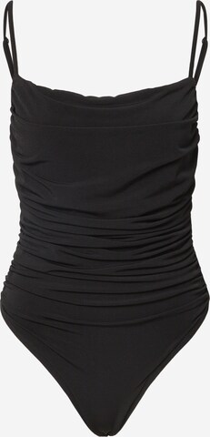 A LOT LESS Блуза боди 'Hanni' в черно: отпред