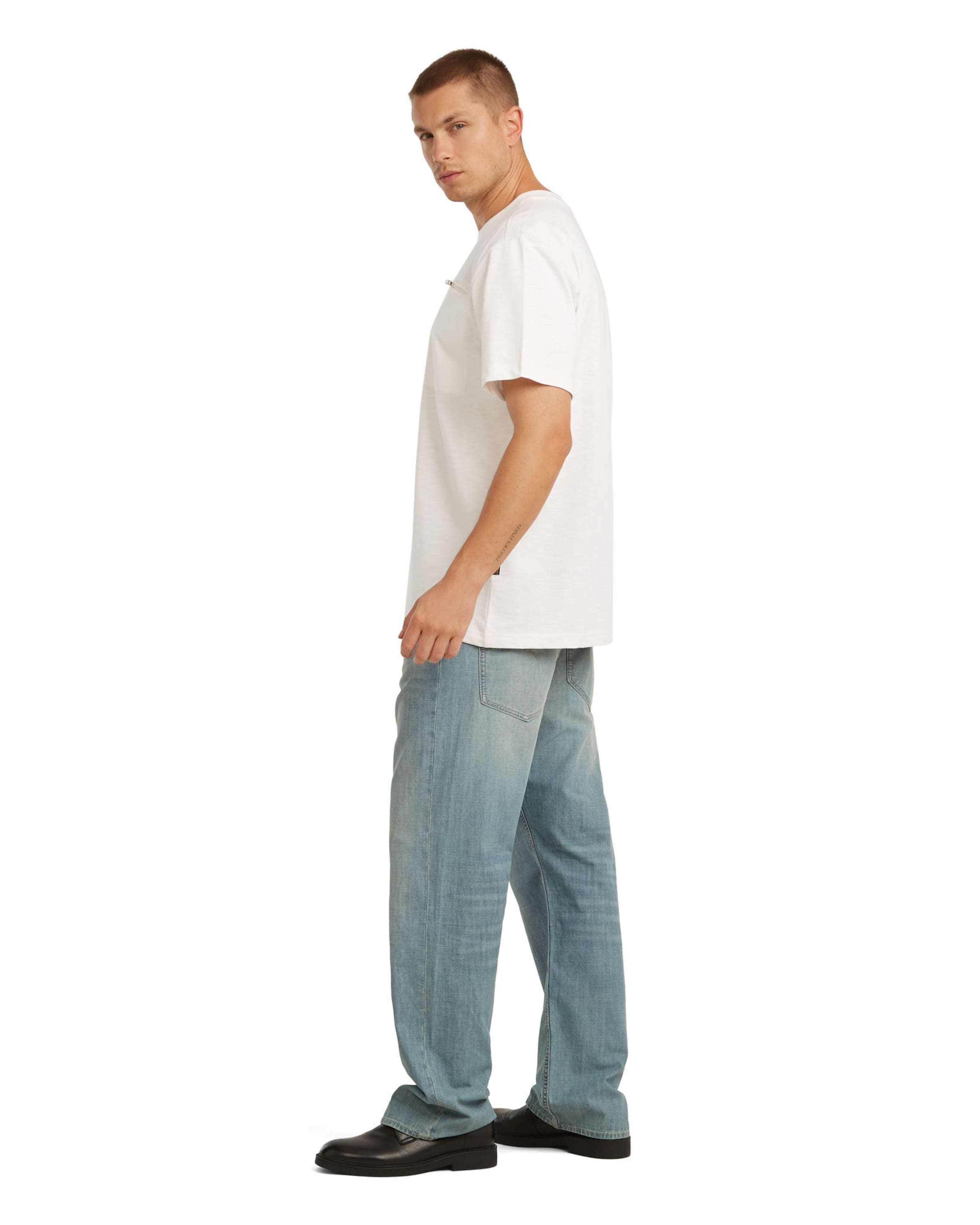G-STAR Shirt 'Distressed Zip Pocket T-Shirt' in White