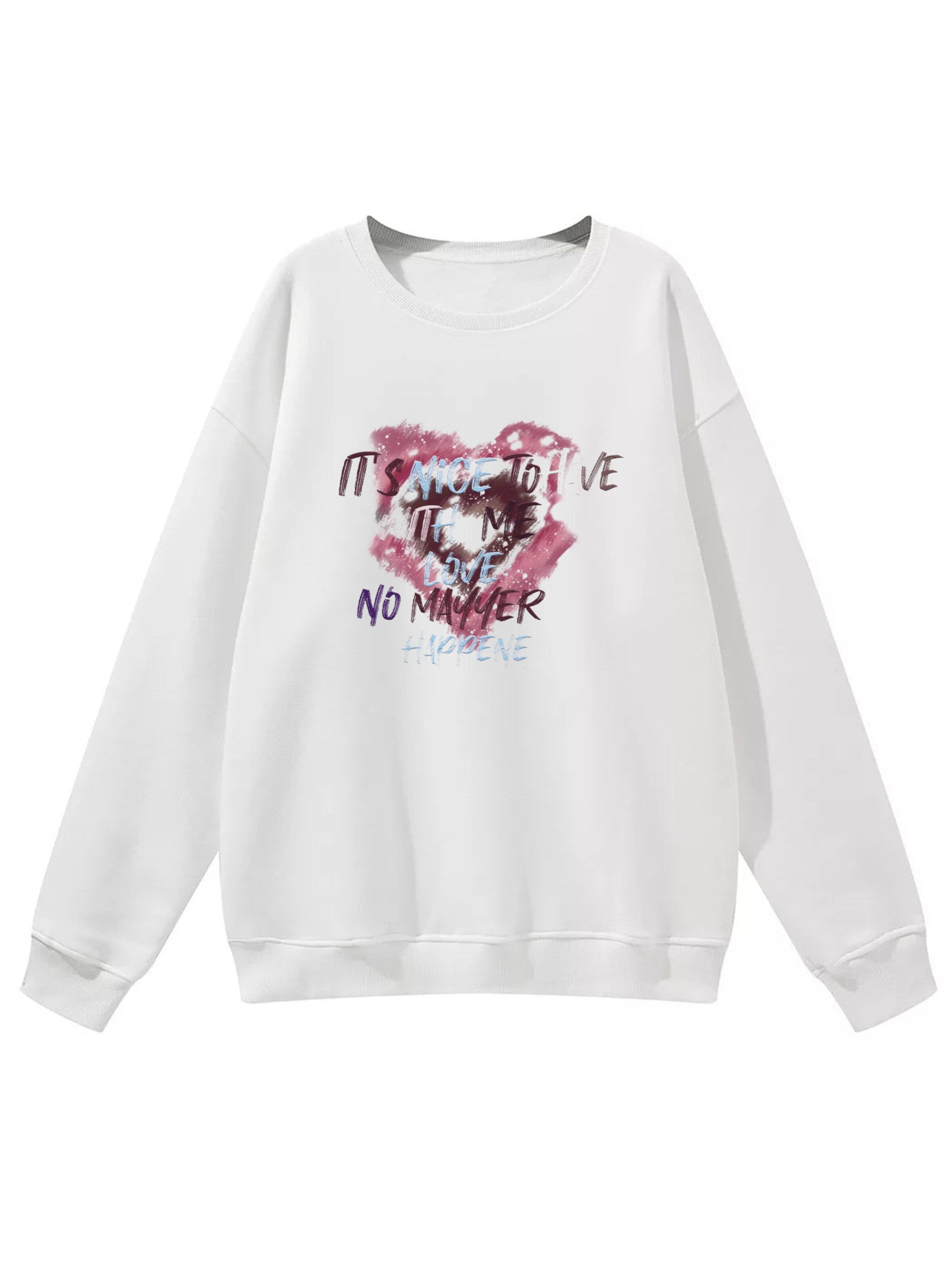 GORHEY Sweatshirt 'Women's Oversized Sweatshirt with Graffiti Print, Warm Fleece Blend'‌‌‌‌ in Weiß