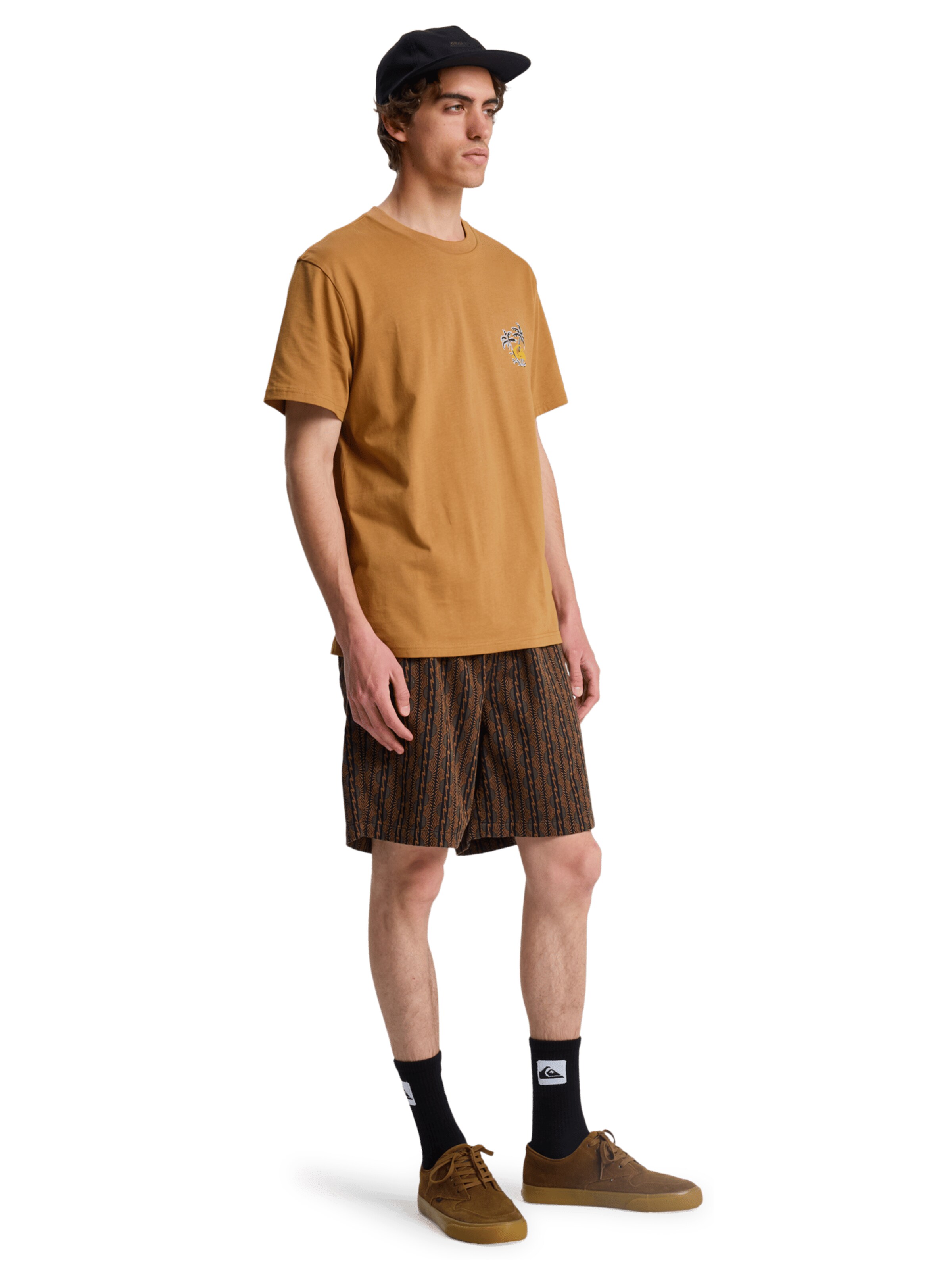 QUIKSILVER Performance Shirt 'Evo Learning From Nature' in Brown