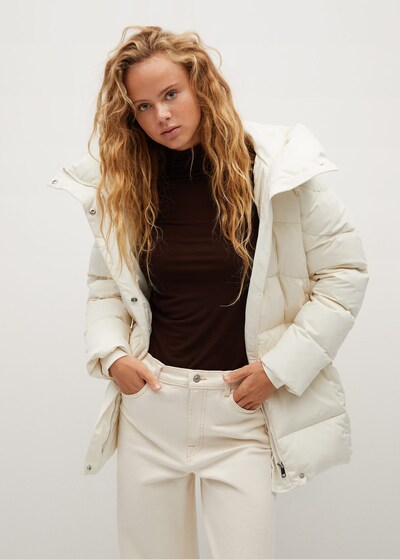 MANGO Zimní kabát - bílý melír, Model/ka