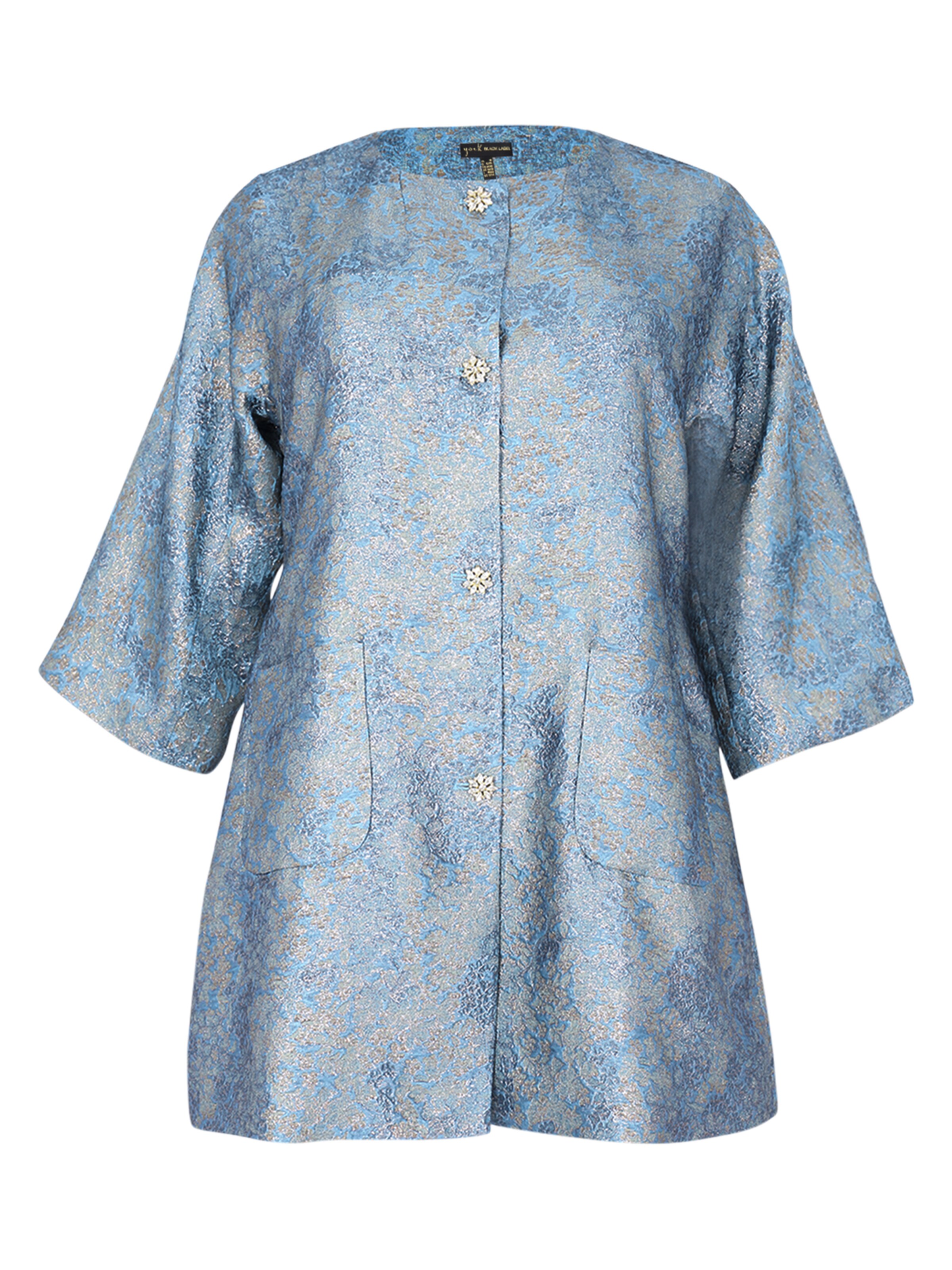 YOEK Between-seasons coat in Blue: front