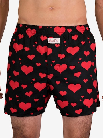 Sugar Pine Boxer shorts ' Webboxershorts weit Motive Print ' in Black: front