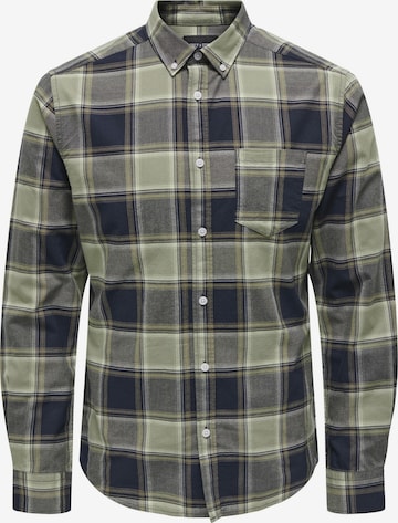 Only & Sons Regular fit Button Up Shirt 'Alvaro' in Green: front