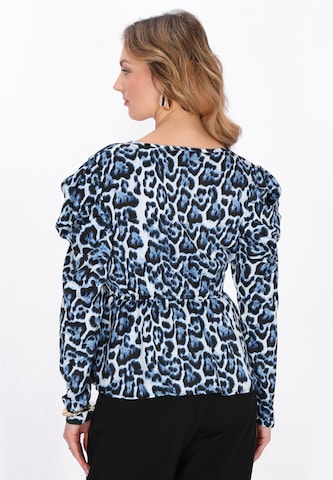 faina - Blusa 'Festive' en azul