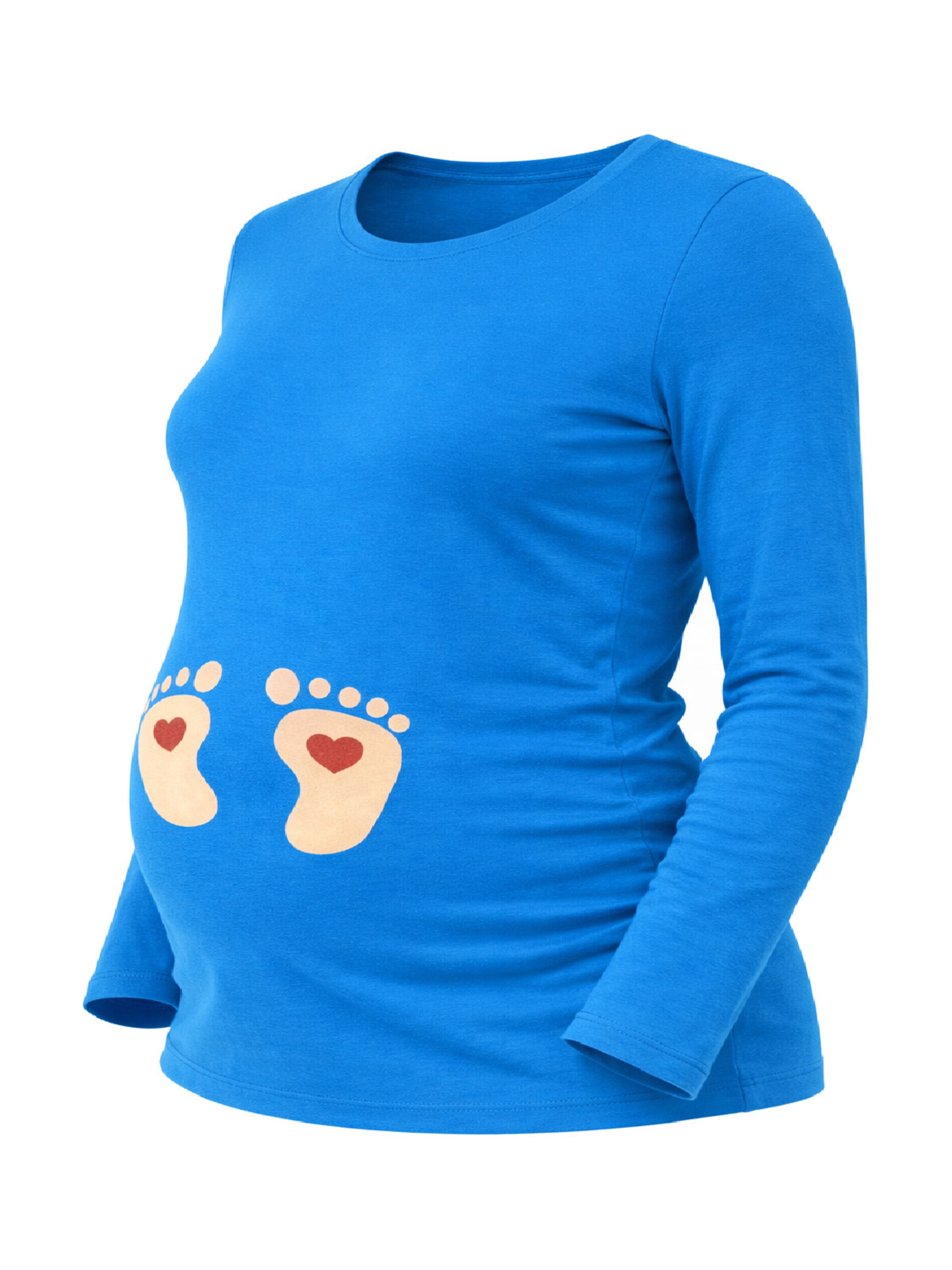 M.M.C. Shirt 'Baby Füße Umstandslangarmshirt'‌ in Blau: Vorderseite
