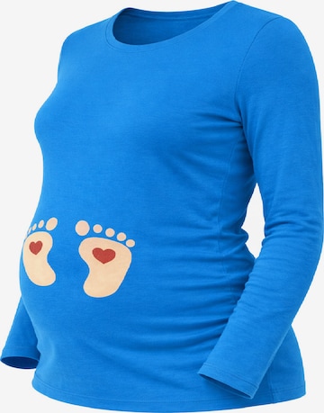 M.M.C. Shirt 'Baby Füße Umstandslangarmshirt' in Blue: front