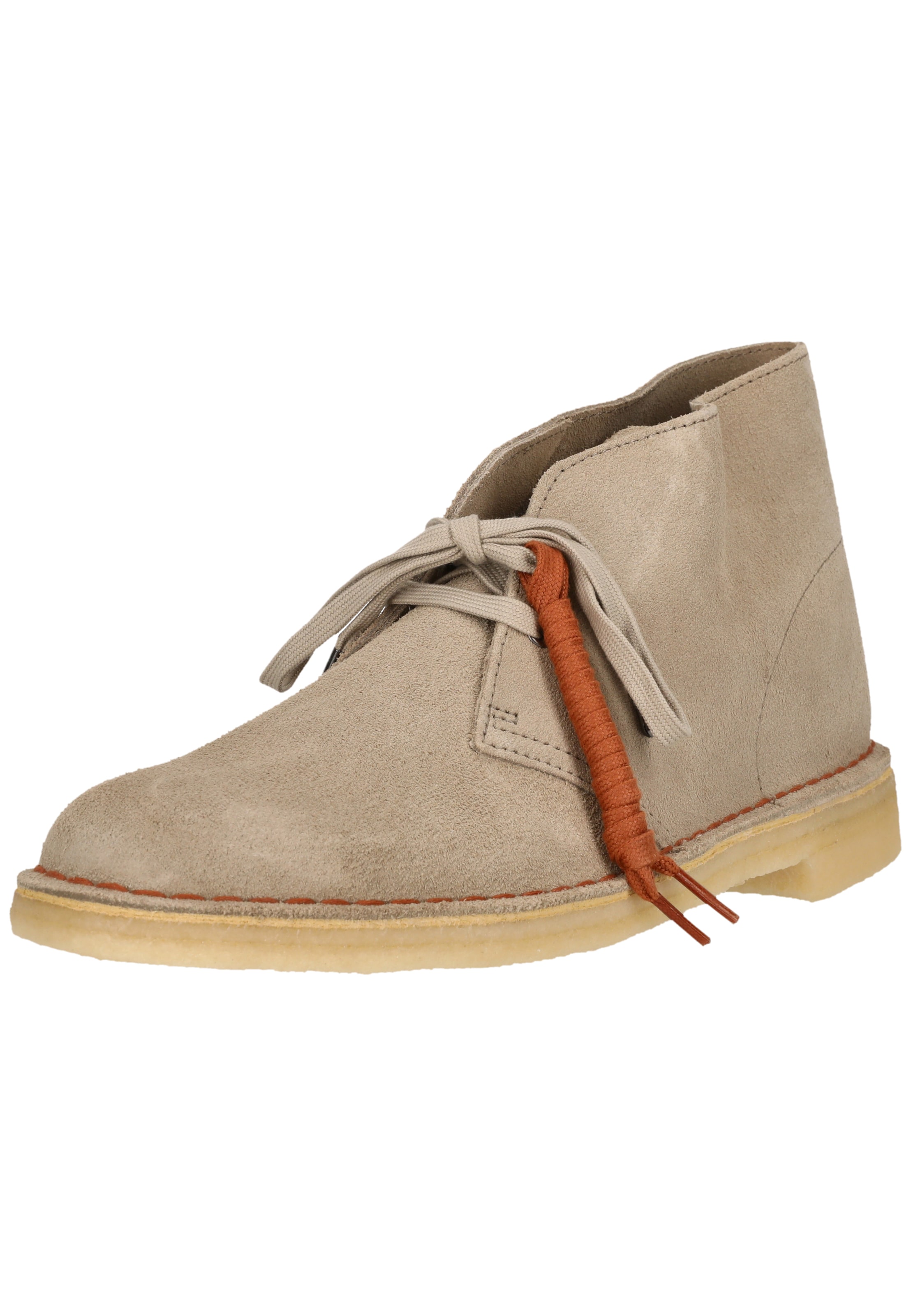 CLARKS Schnürstiefel 'Desert Boot Sand Suede' in Beige: Vorderseite