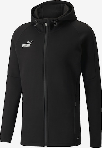 PUMA Athletic Zip-Up Hoodie in Black: front