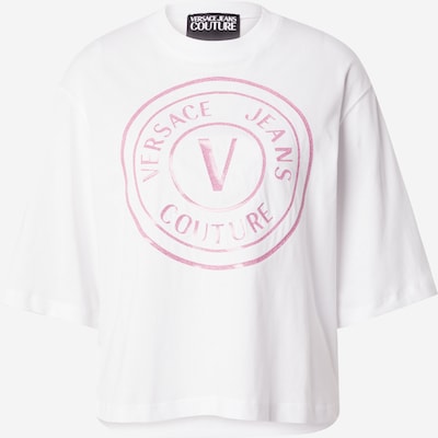 Marškinėliai iš Versace Jeans Couture, spalva – rožinė / balta, Prekių apžvalga