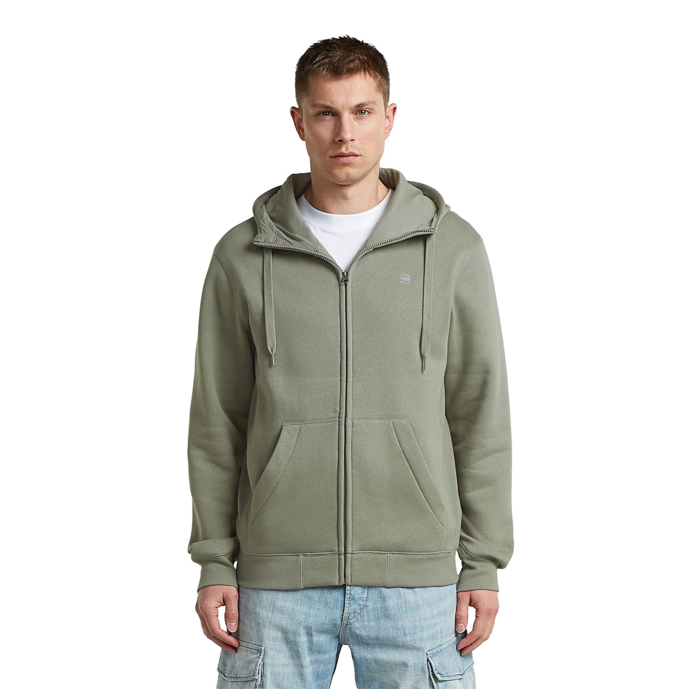 G-STAR Sweatjacke in Grün: Vorderseite