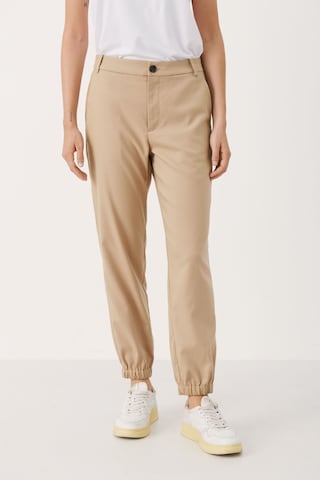 Part Two Tapered Pants ' Katja' in Beige: front