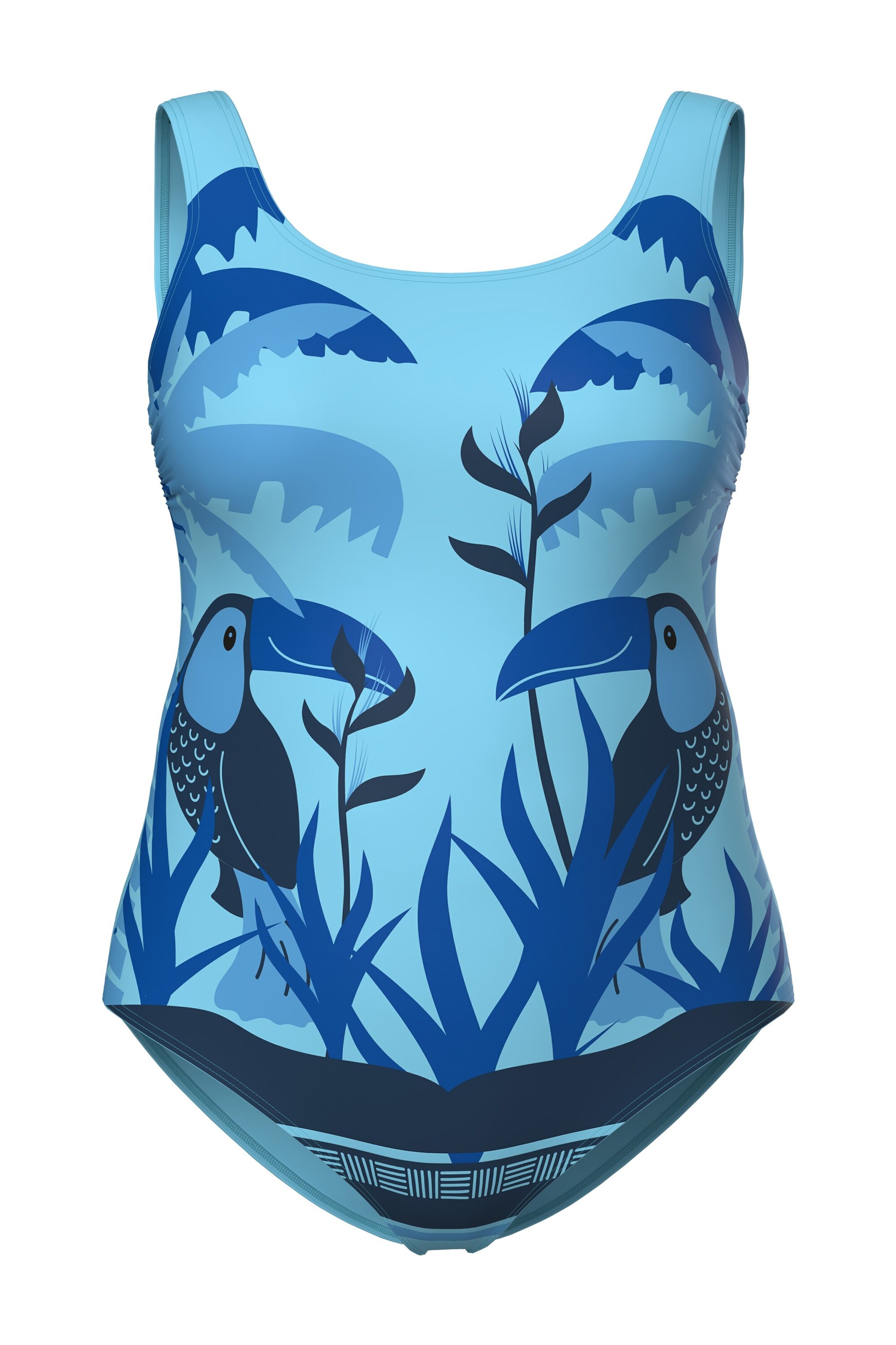 Ulla Popken Bandeau Badeanzug in Blau: Vorderseite