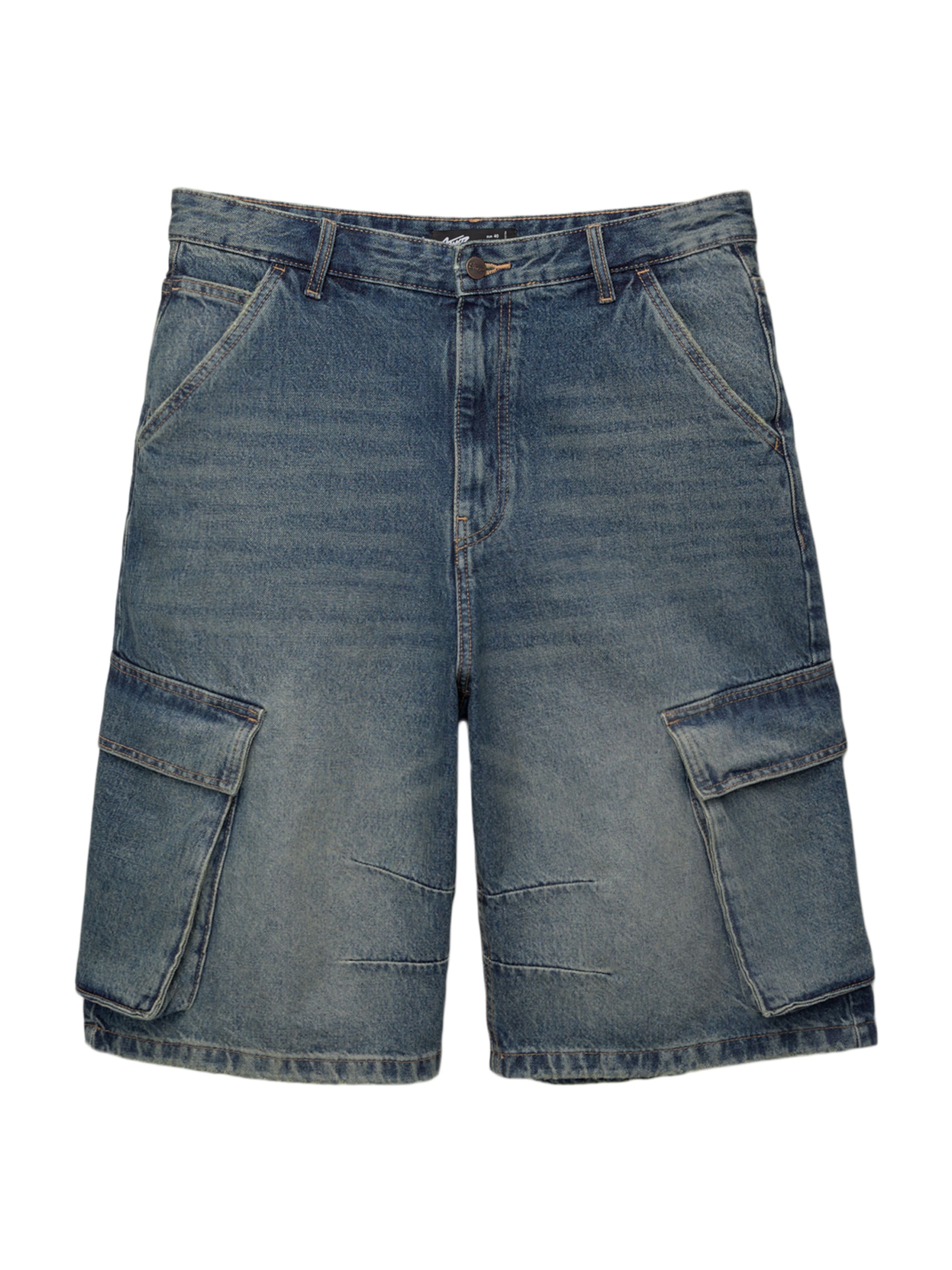 Pull&Bear Loosefit Cargojeans i blå: framsida