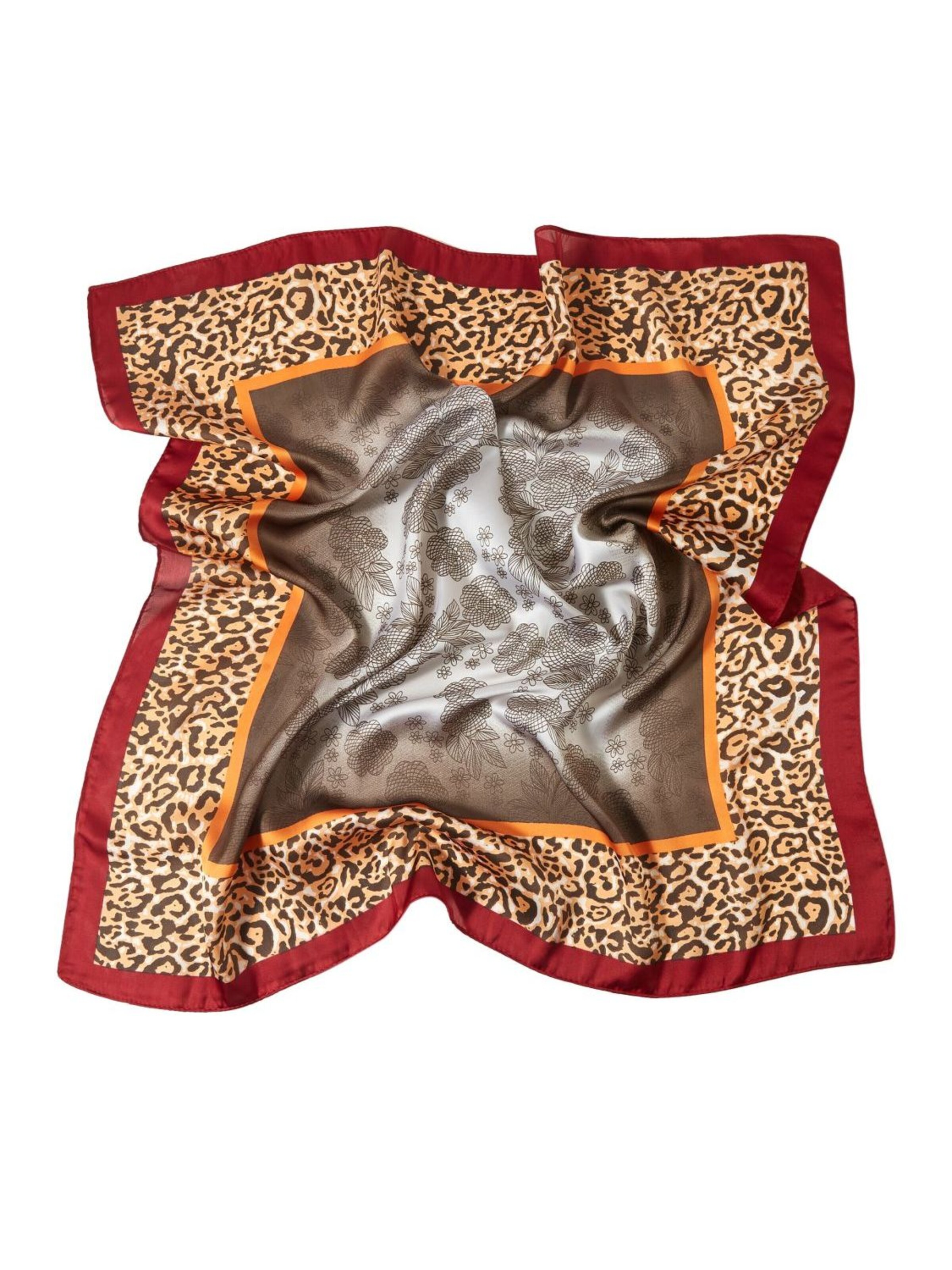 alberto cabale Sjaal 'Petit carré de Soie Chetaah Cléo' in Rood: voorkant
