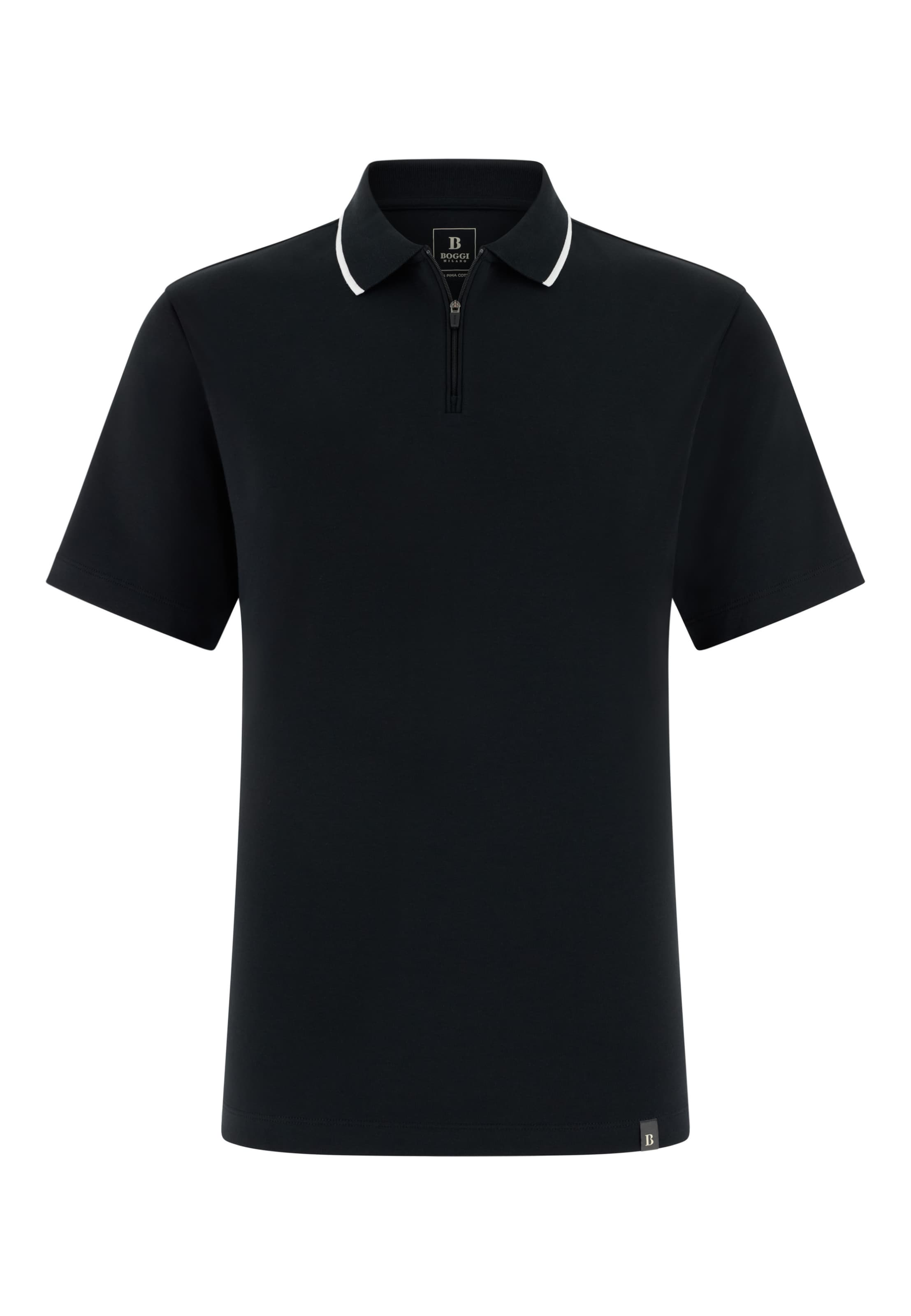 T-Shirt 'Pima Interlock' Boggi Milano en noir : devant