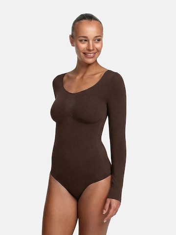 cfab (formerly creamy fabrics) - Body moldeador 'Bodysuit Sculpting Shapewear Longsleeve mit String' en marrón