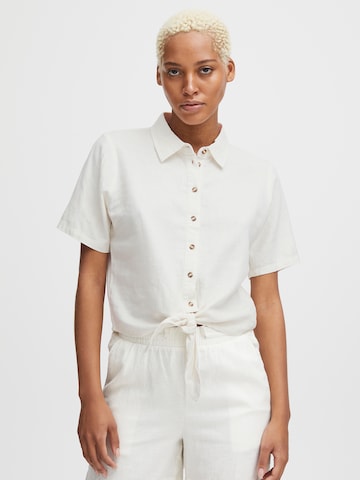 Camicia da donna 'LINO' di ICHI in bianco: frontale