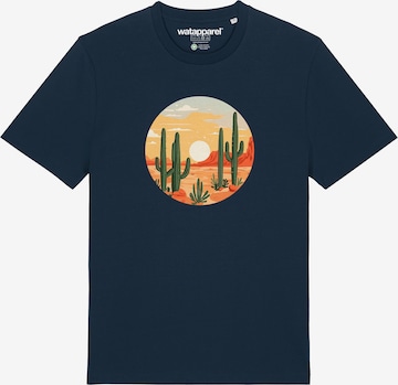 Maglietta 'Sonnenuntergang in der Wüste' di Watapparel in blu: frontale