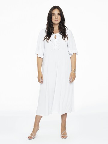 Yoek Dress 'Dolce' in White