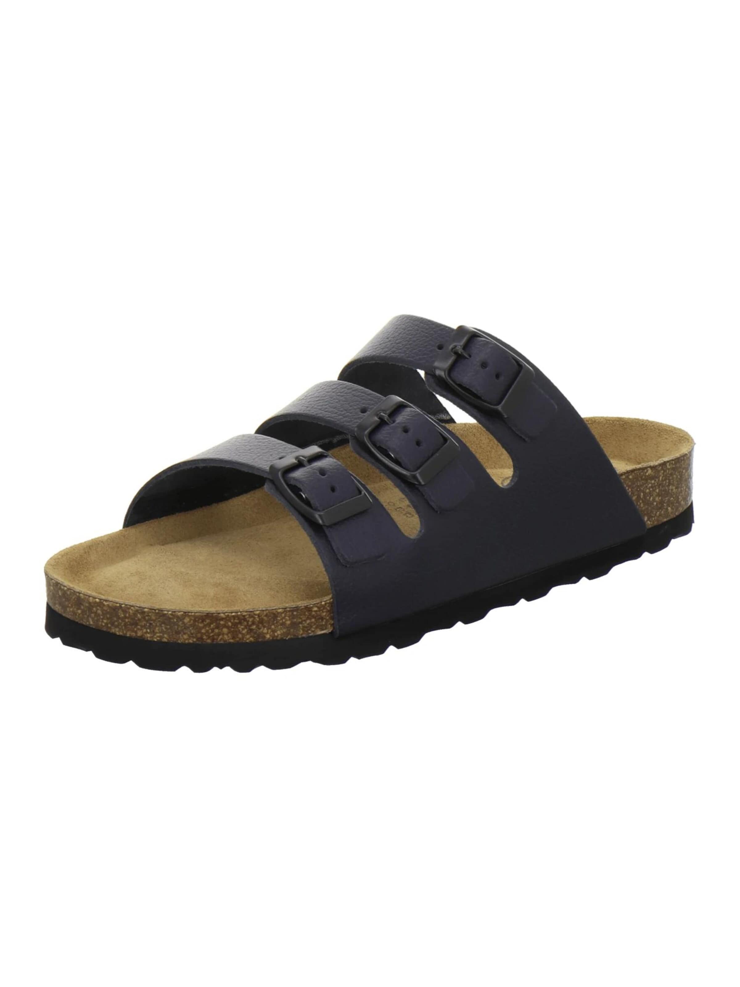 AFS-Schuhe - Zapatos abiertos 'Pantoletten Damen Dreischnaller navy' en azul: frente