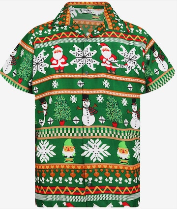 King Kameha Hemd 'Christmas Rows' in Grün: Vorderseite