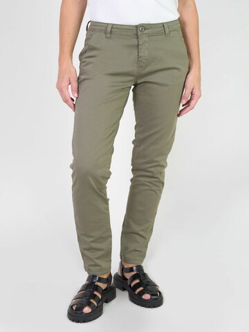 Le Temps Des Cerises Slimfit Chino in Groen: voorkant