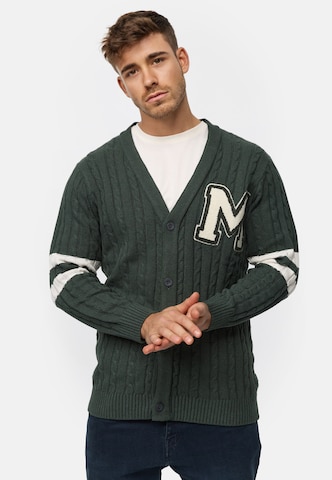 INDICODE JEANS Knit Cardigan ' Jose ' in Green: front