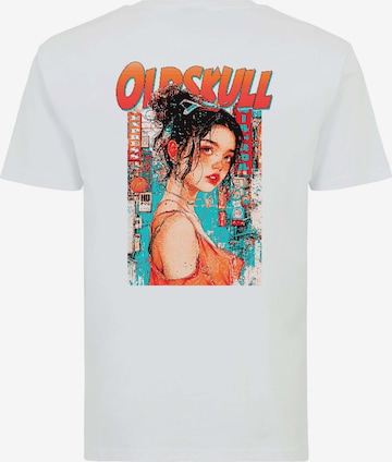 Oldskull T-Shirt 'Retro Pixel Lady' in Weiß: Vorderseite