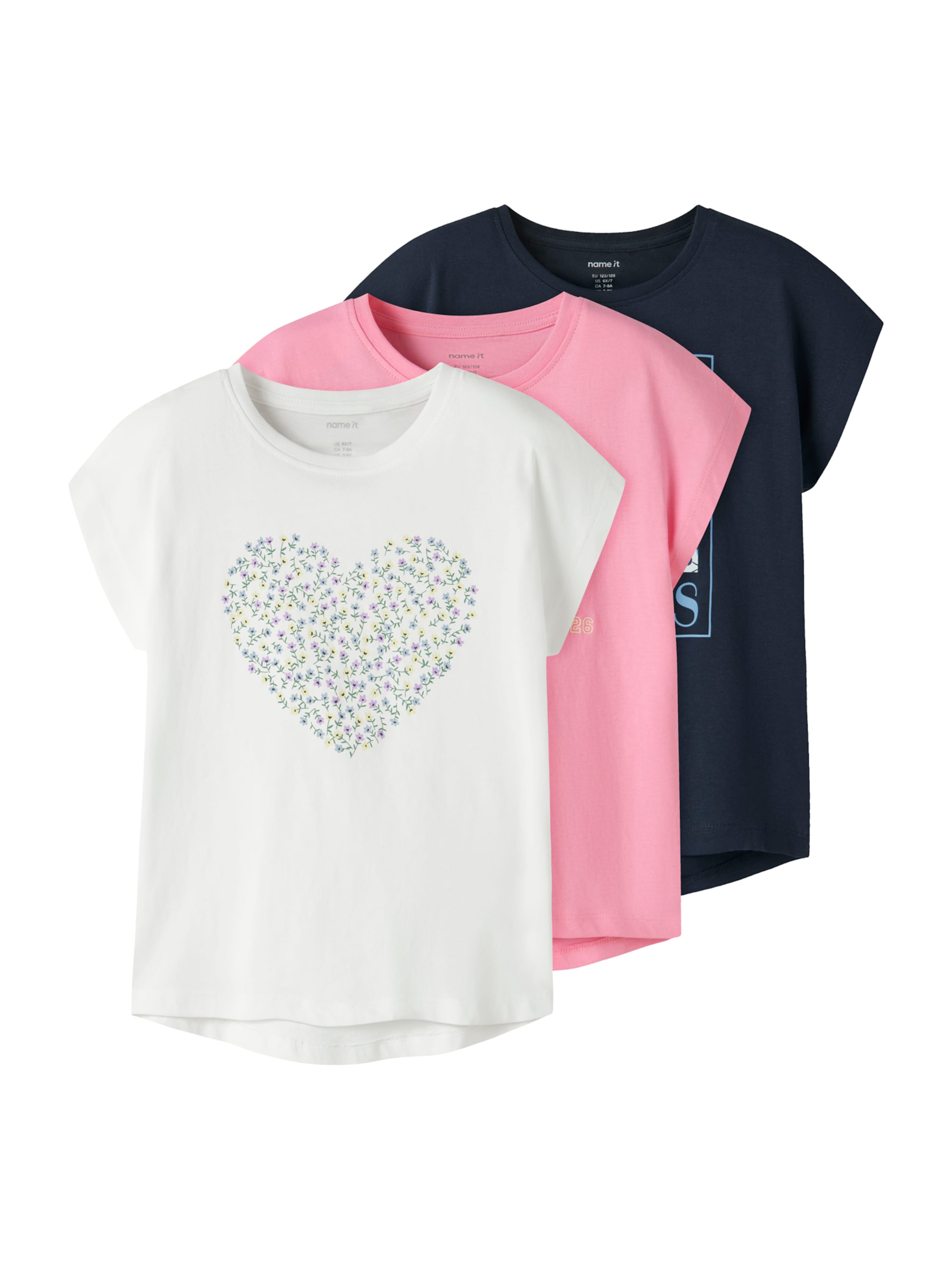 NAME IT T-Shirt 'NKFVIGEA' in nachtblau / rosa / weiß, Produktansicht