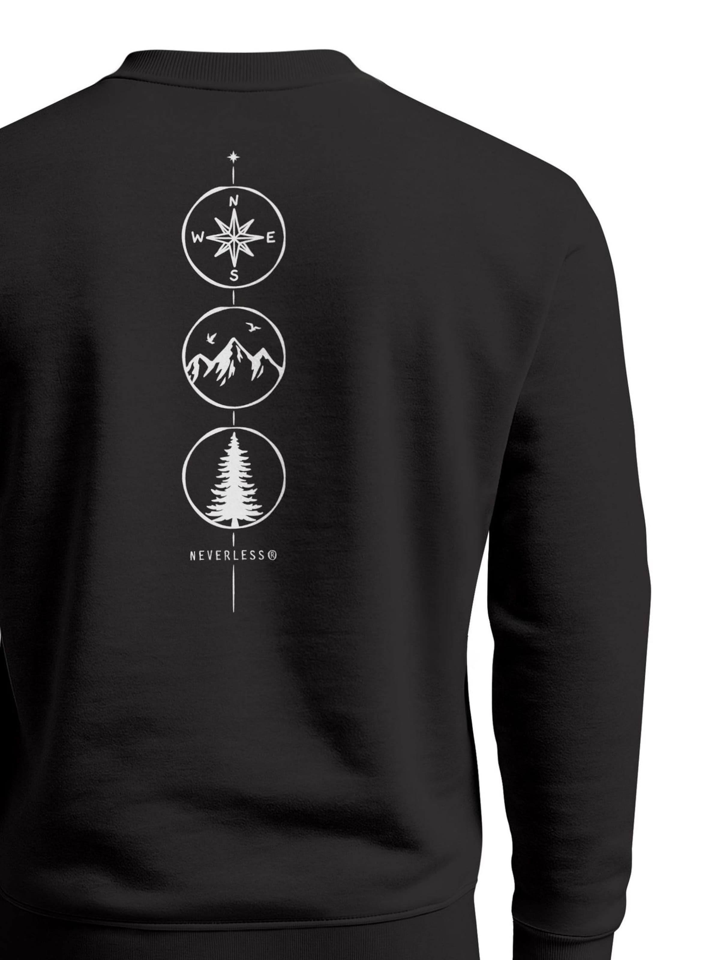 Neverless Sweatshirt 'Kompass Outdoor' in Black