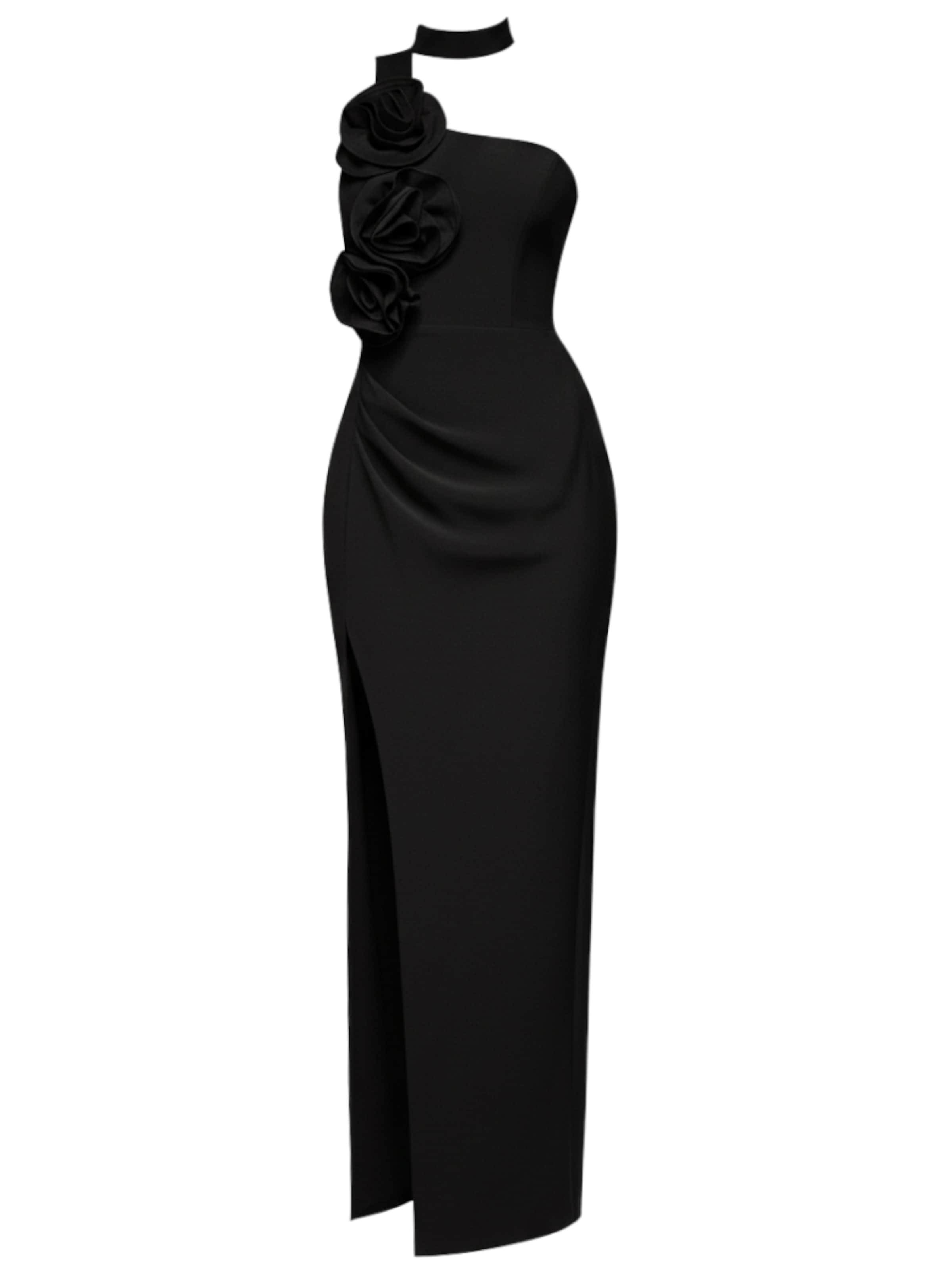 Ombre Evening Dress in Black: front