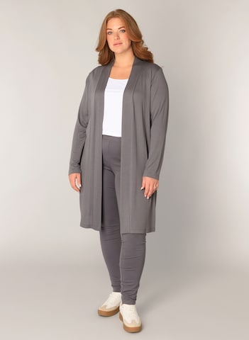 BASE LEVEL CURVY Knit Cardigan in Grey