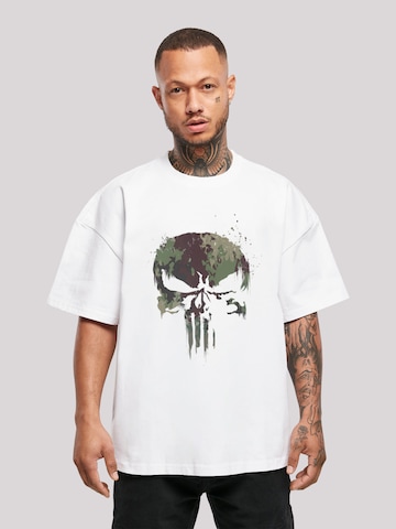 F4NT4STIC Shirt 'Marvel Punisher TV Camo Skul' in Wit: voorkant