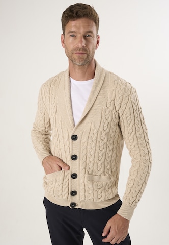 Felix Hardy Gebreid vest in Beige: voorkant