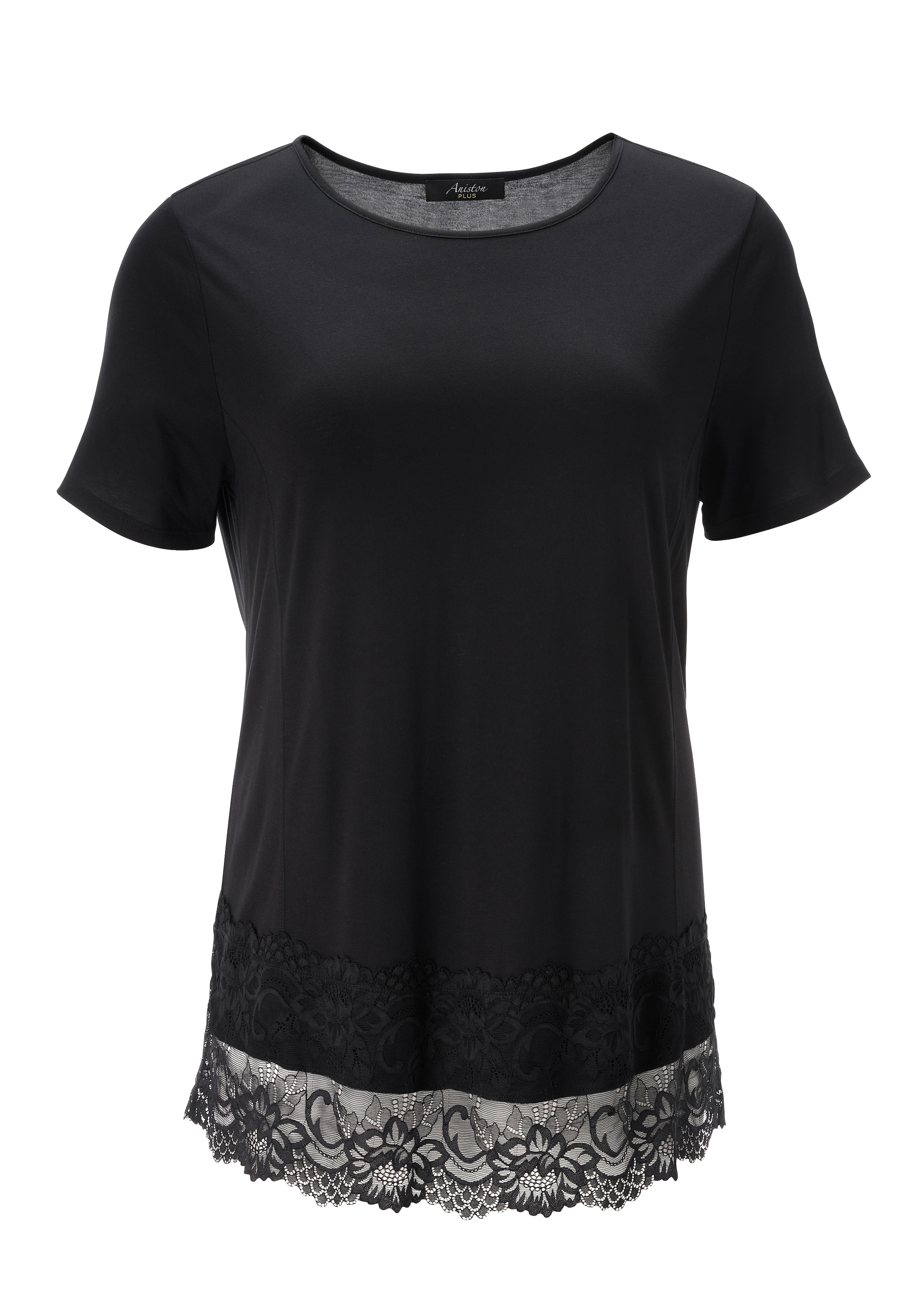 Aniston Aniston PLUS FM Spitzenshirt in Schwarz: Vorderseite
