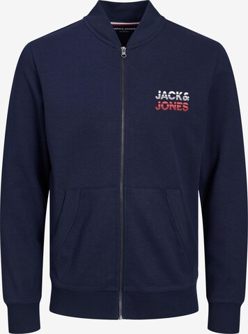 JACK & JONES Zip-Up Hoodie 'Atlas' in Blue: front