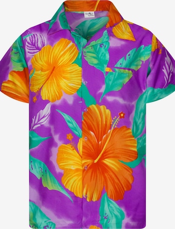 King Kameha Shirt 'Big Flower' in Purple: front