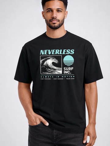 Neverless Shirt 'Surf inc wave'‌‌‌‌‌‌‌‌‌ in Schwarz: Vorderseite