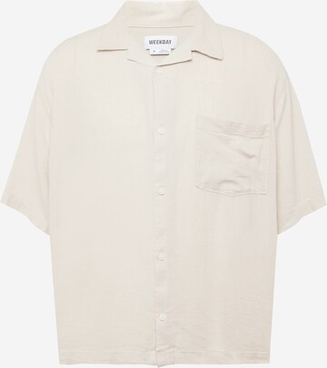 WEEKDAY Comfort fit Button Up Shirt in Beige: front