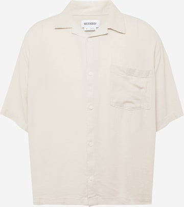 WEEKDAY Comfort fit Button Up Shirt in Beige: front