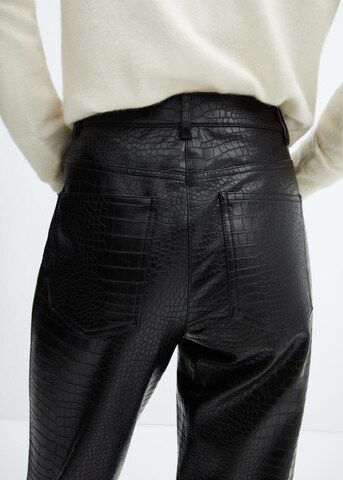 MANGO Regular Pants 'CROCO' in Black