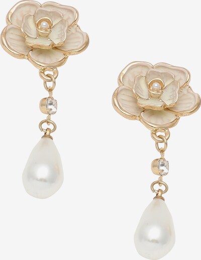 SOHI Pendientes 'Hadiya' en oro / plata / blanco perla / blanco lana, Vista del producto