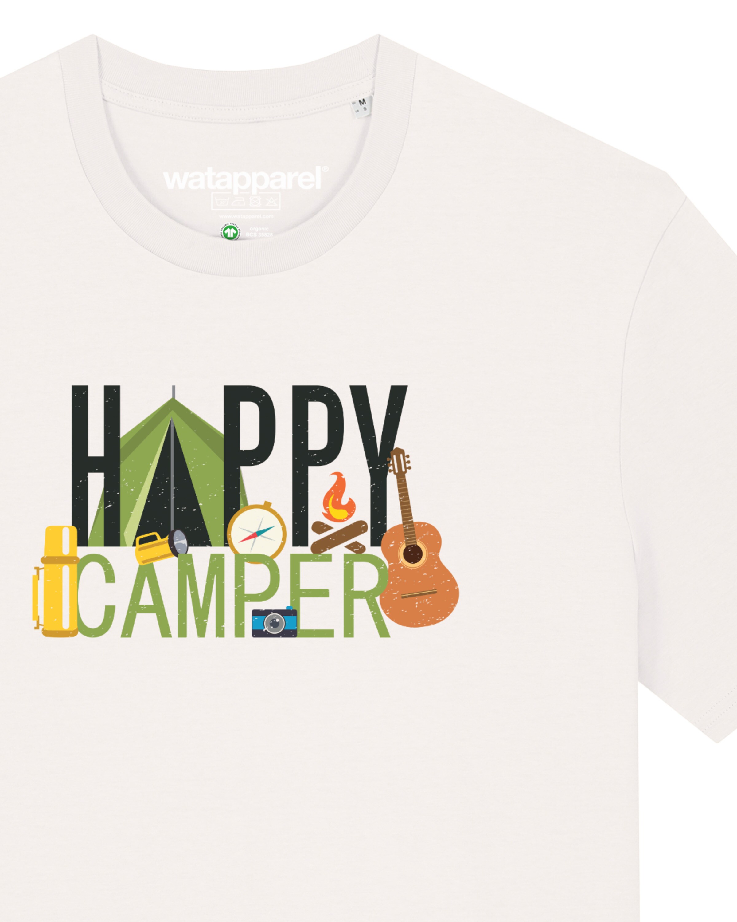 Watapparel T-Shirt ' Happy Camper ' in Weiß