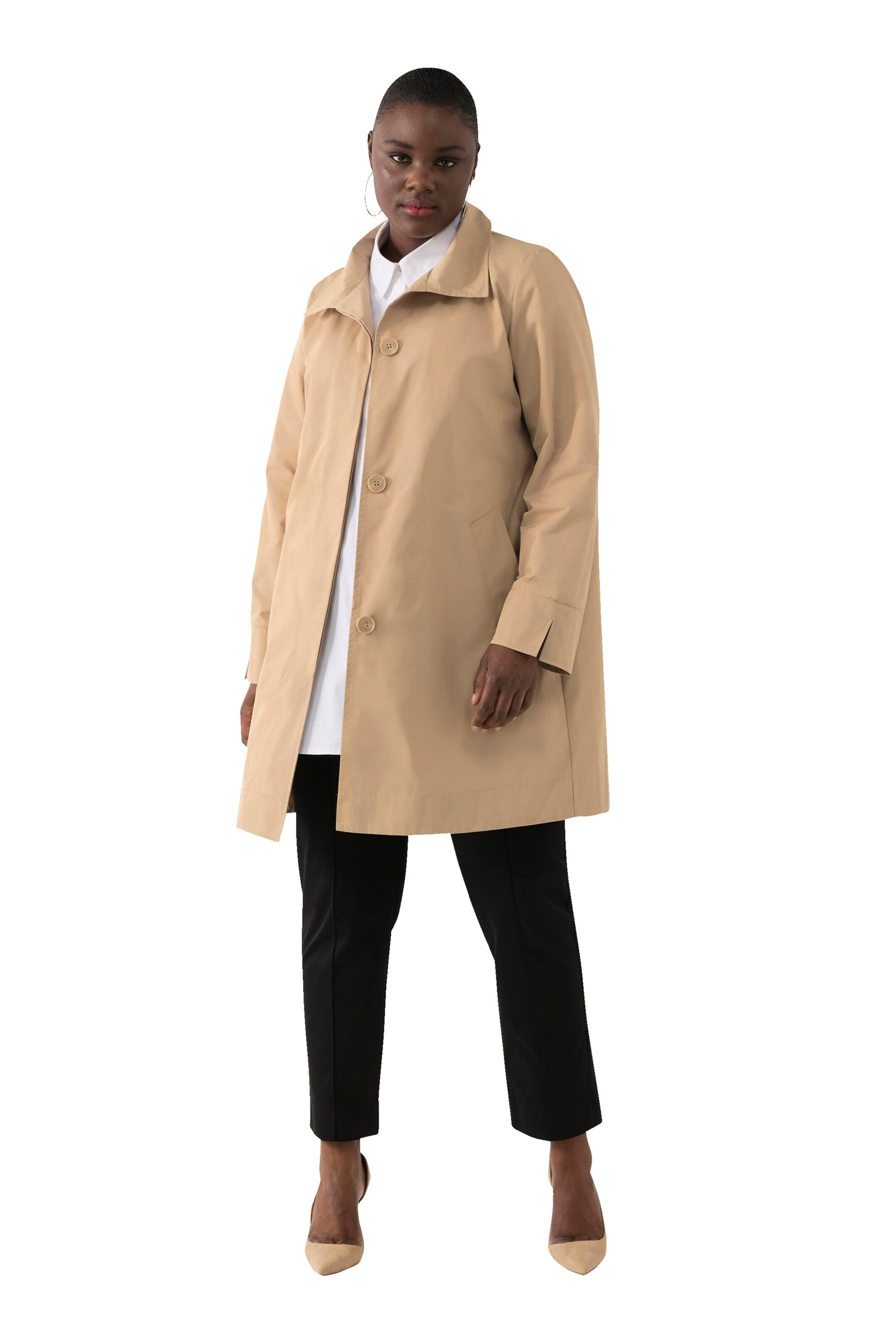 Ulla Popken Übergangsjacke in Beige: Vorderseite