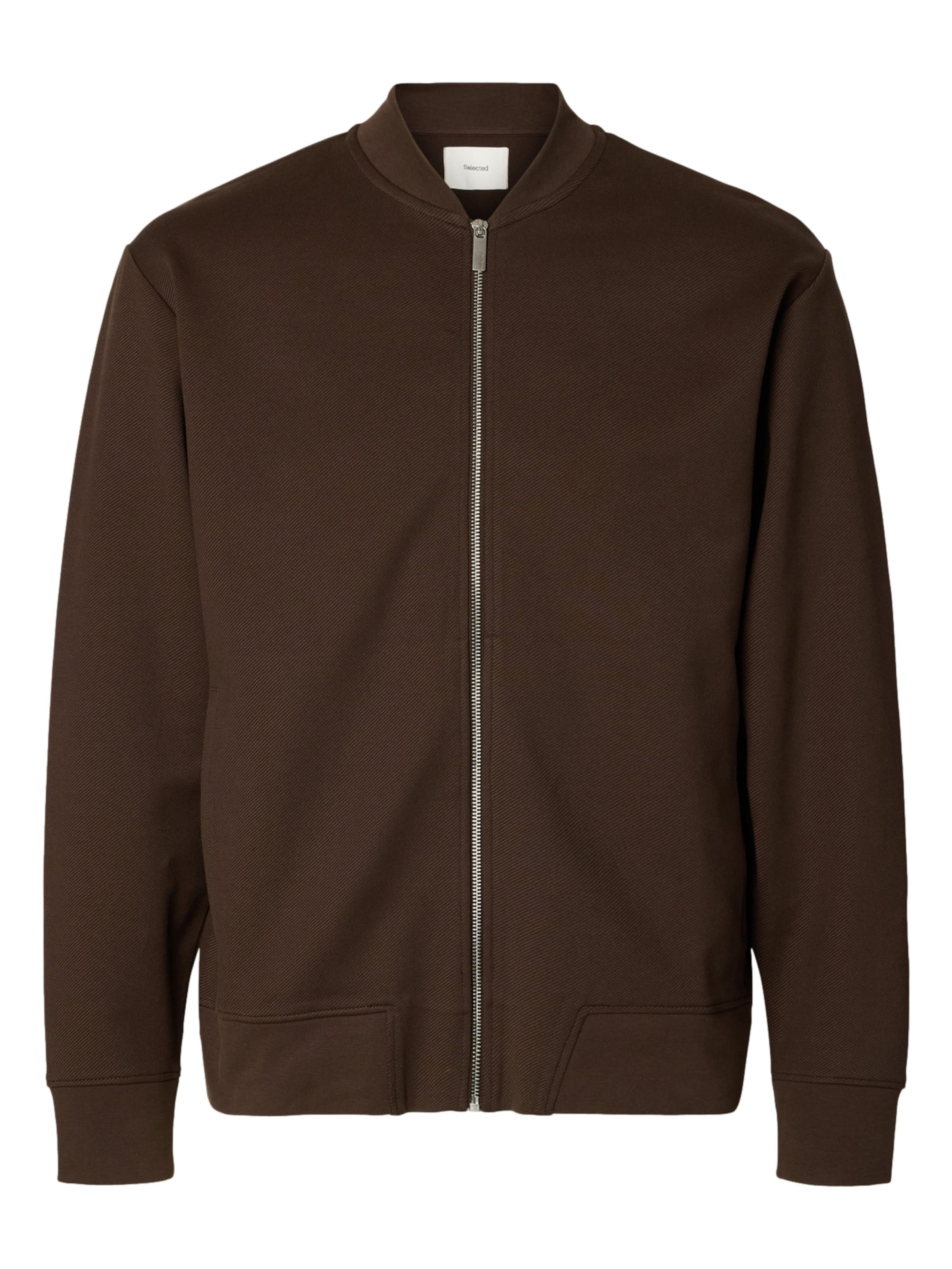 SELECTED - Sudadera con cremallera 'SLHMack' en marrón: frente