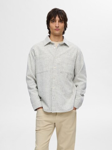 Regular fit Camicia 'Twill' di SELECTED in grigio: frontale