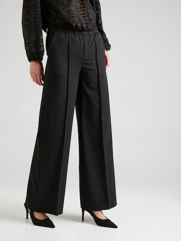 DRYKORN Wide leg Pleated Pants 'EARN' in Black: front